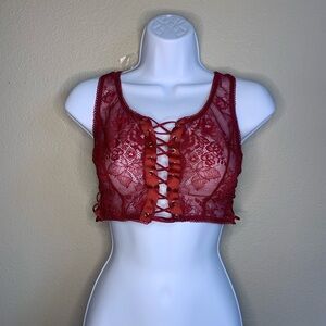 Red Lace-Up Bralette